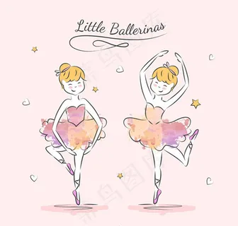 手绘芭蕾舞女孩
