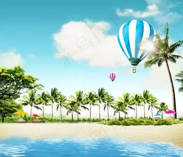 海洋沙滩椰树 海洋沙滩椰树