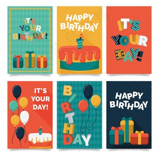 生日礼盒和气球卡片