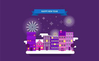 城市与烟花矢量