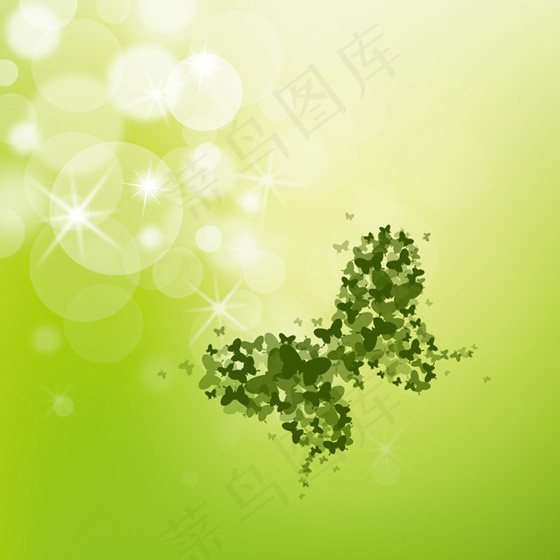 绿色蝴蝶插画eps,ai矢量模版下载