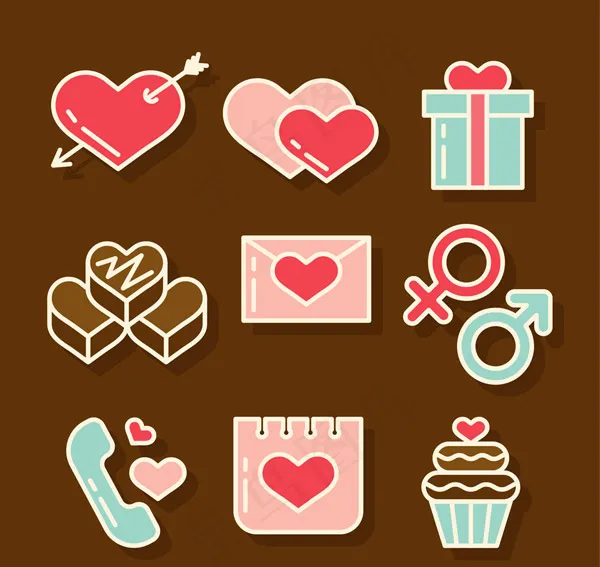 情人节元素ai矢量模版下载