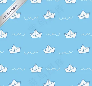 折纸船无缝背景