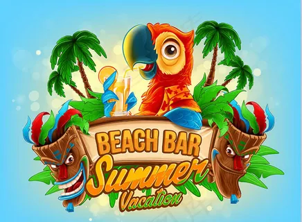 鹦鹉椰树旅游海报