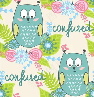 猫头鹰无缝背景 猫头鹰无缝背景