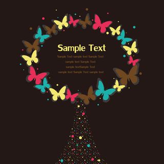 蝴蝶花朵树木插画