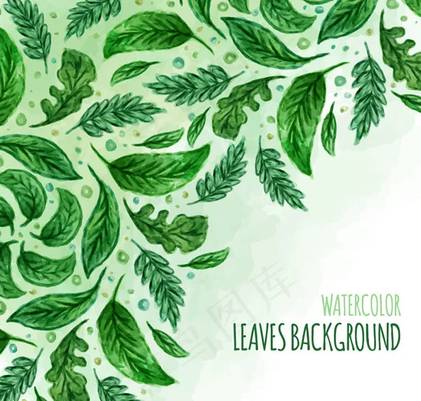 绿色水彩叶子ai矢量模版下载