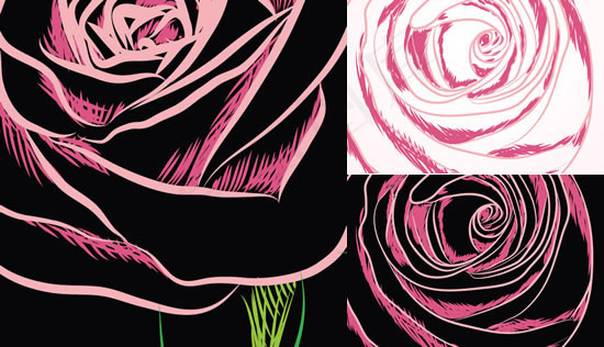 手绘玫瑰花矢量