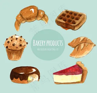 水彩绘面包矢量
