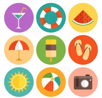 夏季假期图标,免抠元素