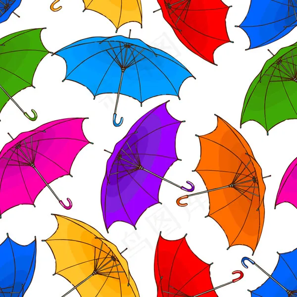 雨伞无缝背景eps,ai矢量模版下载