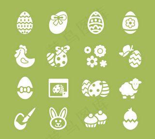 白色复活节图标,免抠元素