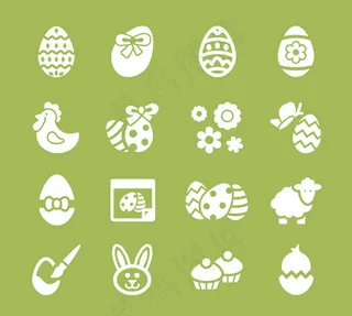 白色复活节图标,免抠元素