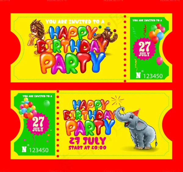 卡通生日邀请卡eps,ai矢量模版下载
