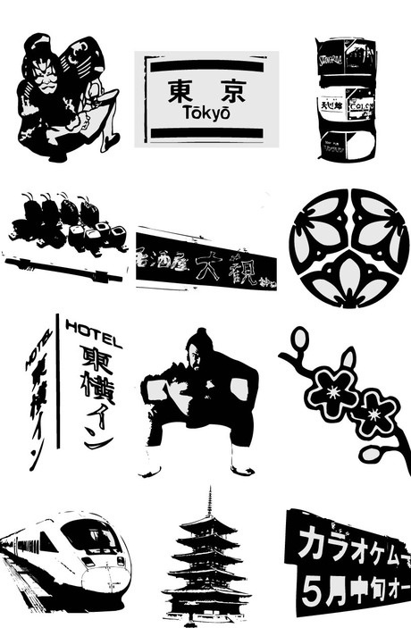 日本城市剪影eps,ai矢量模版下载