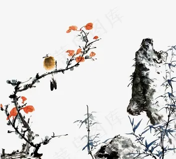 水墨装饰梅花元素 水墨装饰梅花元素