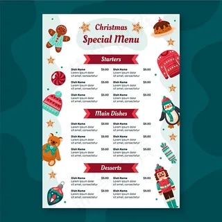 圣诞餐厅菜单模板