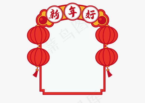 新年好门头装饰框ai矢量模版下载