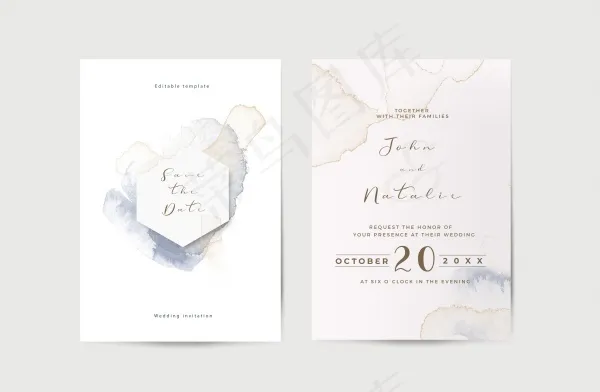 优雅婚礼请柬模板psd模版下载