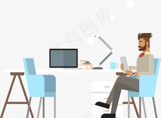 商务男子办公插画