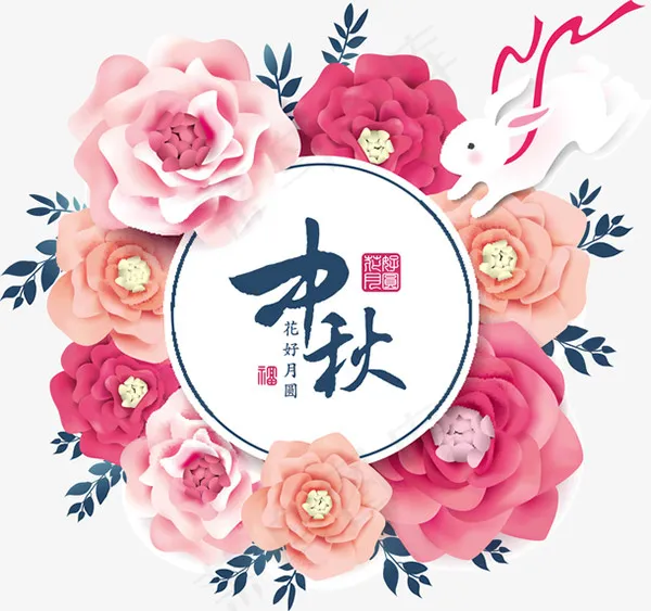 花好月圆中秋节eps,ai矢量模版下载