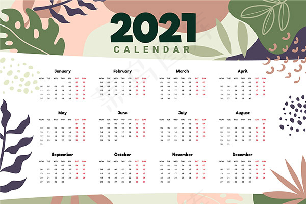 2021日历矢量图ai矢量模版下载