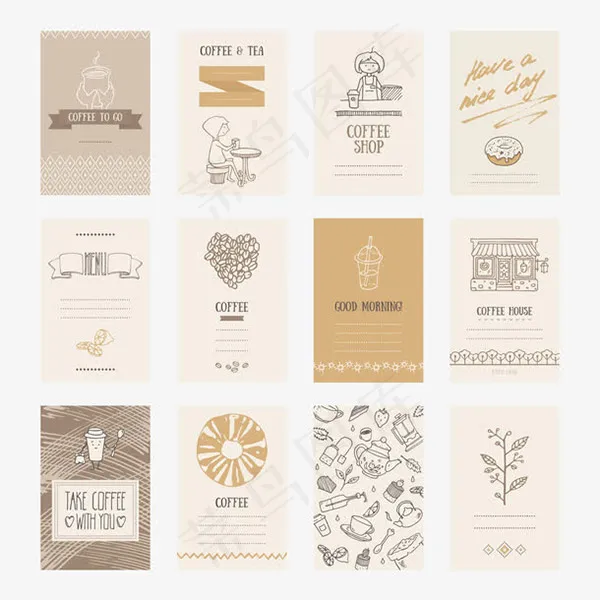 手绘标签卡片ai矢量模版下载