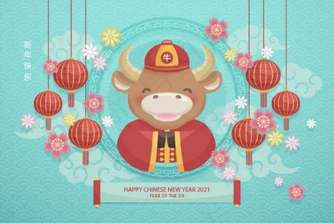 牛年新春矢量插画