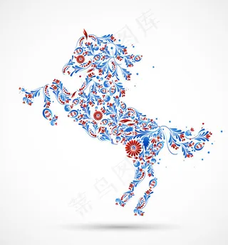 矢量花纹马