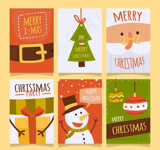 扁平化圣诞卡片