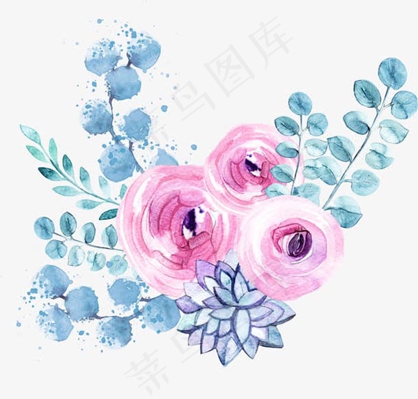 粉色泼墨玫瑰花