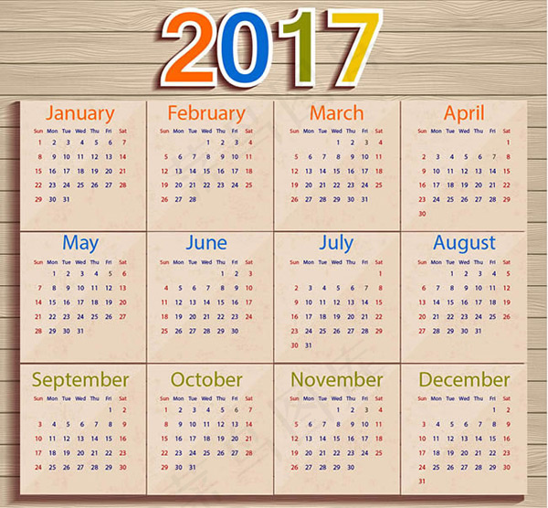 木纹2017年日历