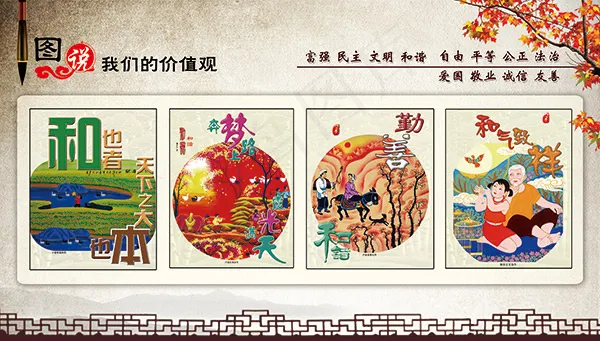 图说价值观展板(4370X2480(DPI:60))psd模版下载