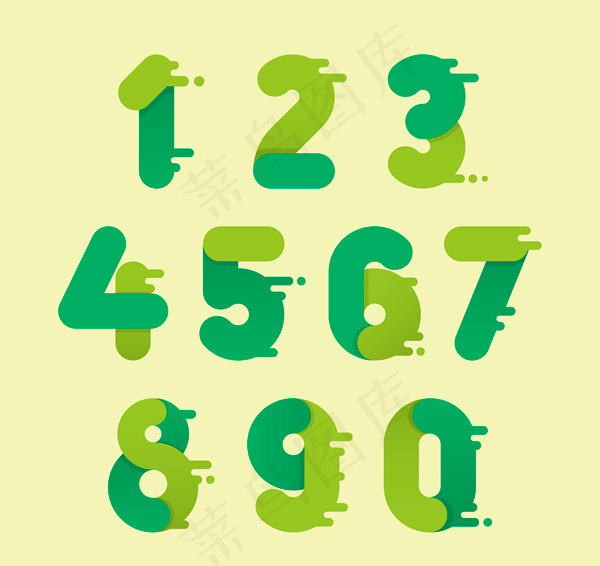 绿色双拼色数字ai矢量模版下载