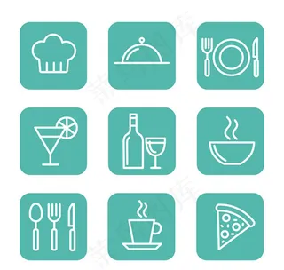 方形餐饮图标,免抠元素