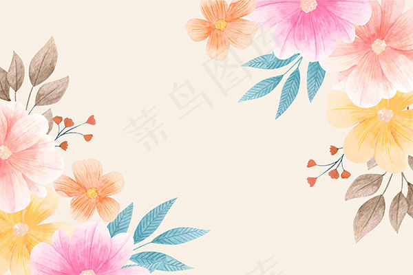水彩花卉背景ai矢量模版下载