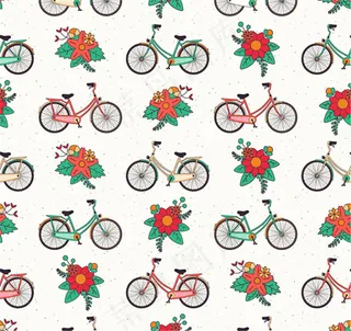 单车和花卉背景