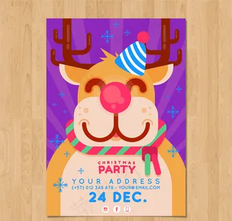 驯鹿圣诞节派对传单