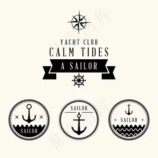 黑色航海图标,免抠元素