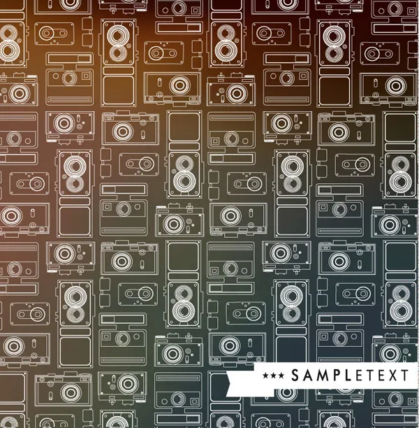 手绘照相机背景eps,ai矢量模版下载