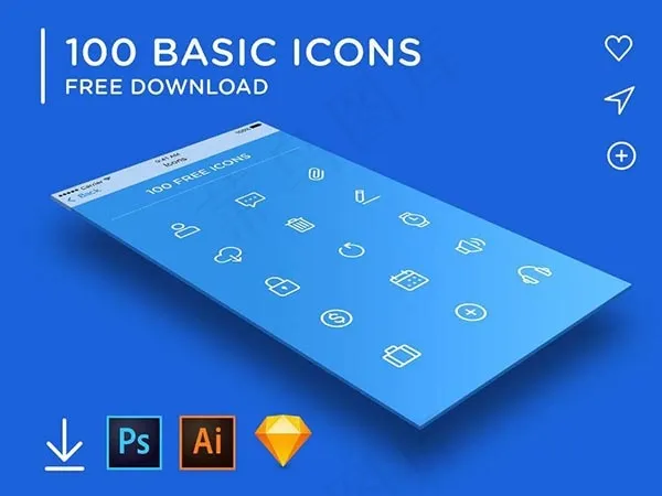 100线性图标,免抠元素psd模版下载