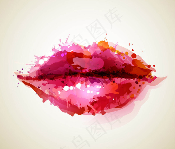 粉彩红唇矢量
