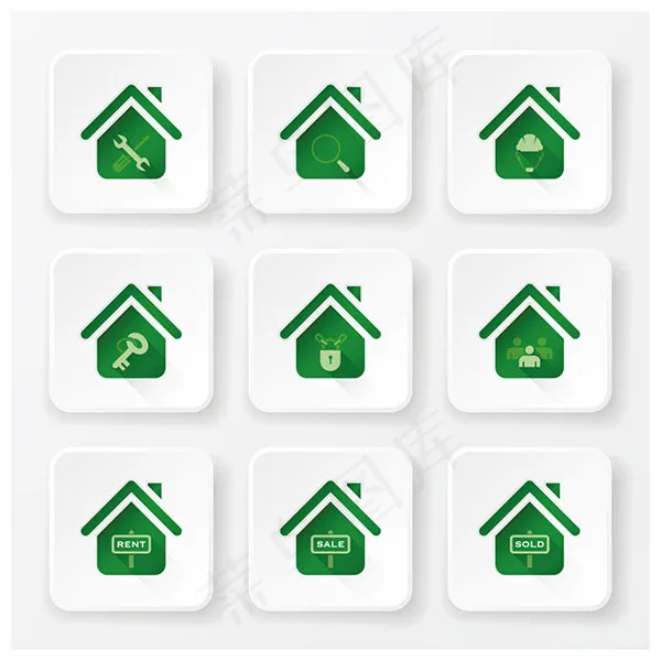 住宅商用图标,免抠元素eps,ai矢量模版下载