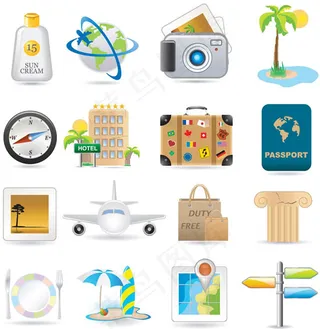 旅行度假图标,免抠元素