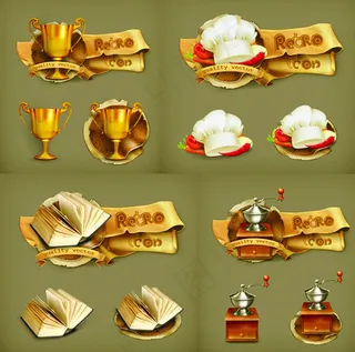 复古餐厅图标,免抠元素