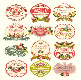 花卉广告标签,免抠元素