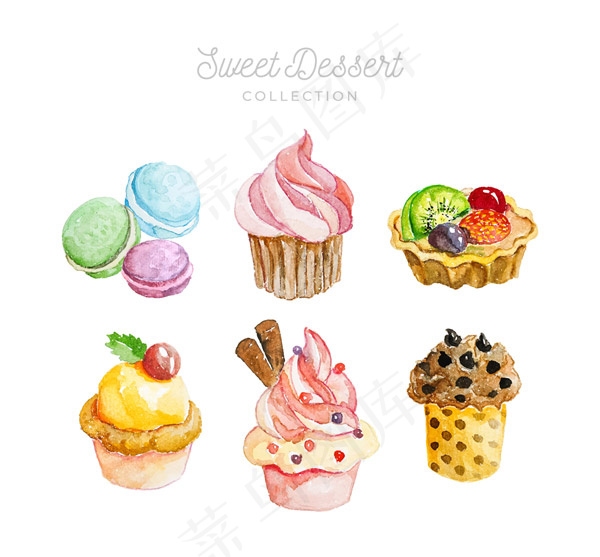 8款水彩绘甜点