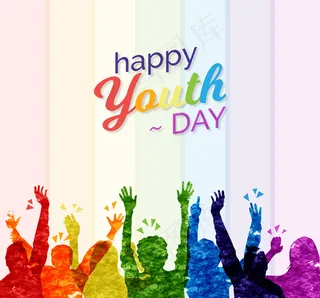 青年节欢呼人群