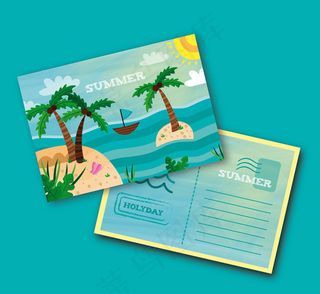 大海岛屿明信片