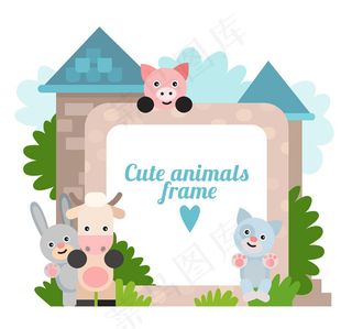 城堡小动物边框,免抠元素